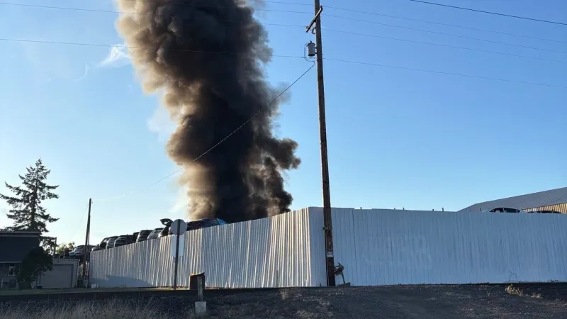 Fire burns 47 cars at Salem wrecking yard, no one injured