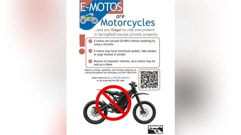 Springfield warns e-motos are banned from streets, sidewalks and paths in public areas