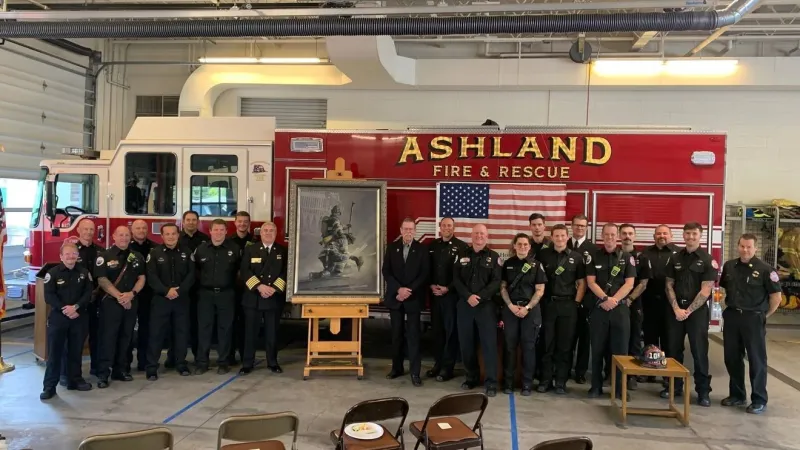 Ashland firefighters receive donated 9/11 tribute painting by former firefighter-artist