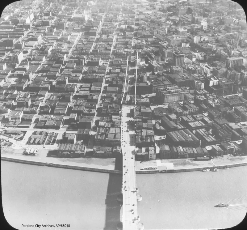 Aerial view of downtown, circa 1928
