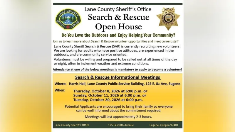 Lane County seeks adult search and rescue volunteers, sets info sessions in Eugene