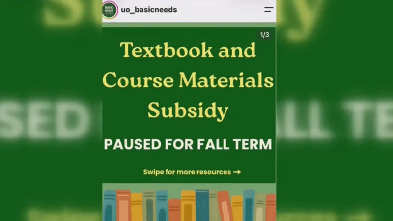 UO textbook subsidy paused as students head into the first day of classes