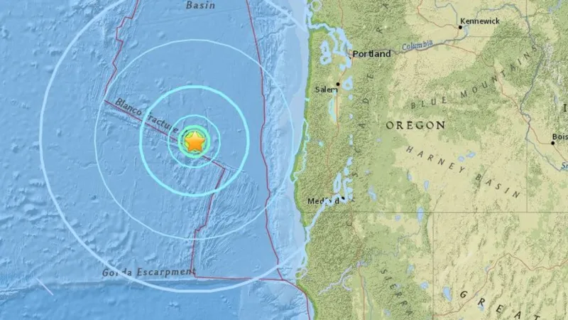 Earthquake strikes off Oregon Coast