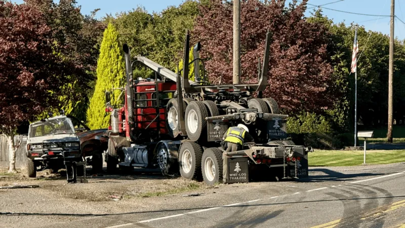 Eugene woman dies in crash with log truck on Territorial Highway