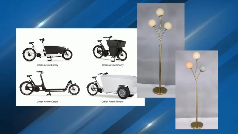 HomeGoods floor lamps and Urban Arrow cargo e-bikes recalled over fire and fall hazards