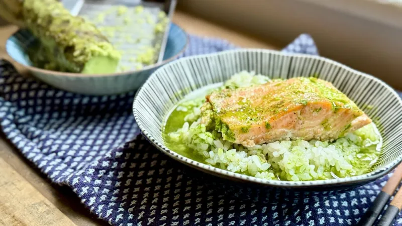 Superabundant recipe: Steelhead ochazuke with wasabi and barley