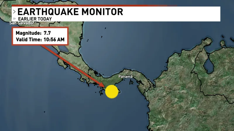No tsunami threat to U.S. West Coast after 7.7 Panama quake