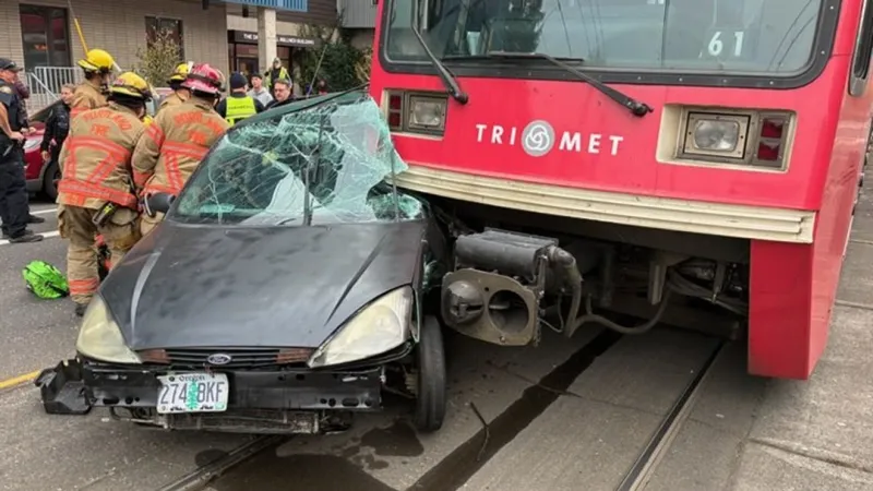 Driver taken to hospital with serious injuries after crash with MAX Train in N. Portland