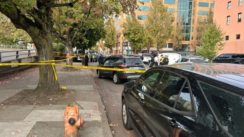 Large police presence gathered near waterfront in Downtown Portland