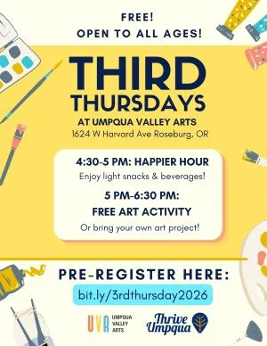 THRIVE UMPQUA AND UMPQUA VALLEY ARTS WITH THIRD THURSDAY