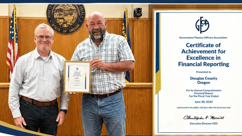 Douglas County earns national award for financial reporting for 38th year