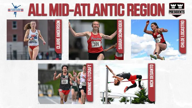 Track and Field, Men's Track and Field, Women's Track and Field: Five Presidents Collect All Mid-Atlantic Region Laurels from USTFCCCA