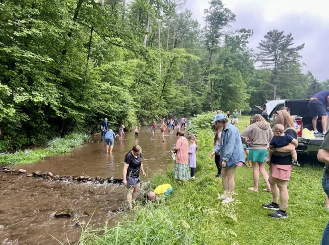 Hughesville Library holds release of rainbow trout fingerlings