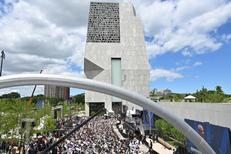 Obama Center opens in Chicago with a call to defend democracy and a celebrity crowd
