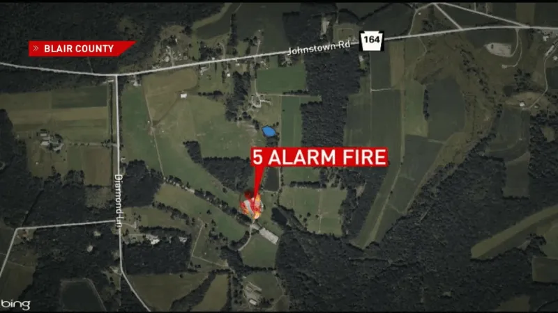 Crews on scene of 5-alarm fire in Blair County