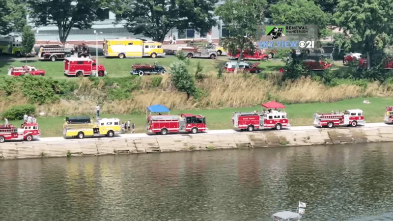 Dozens of fire trucks line Susquehanna River for annual muster in Harrisburg