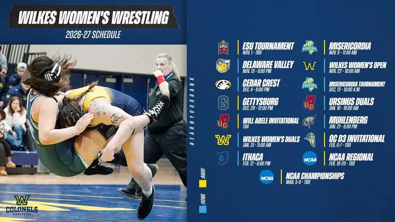Wilkes Women's Wrestling Announces 2026-27 Season Schedule