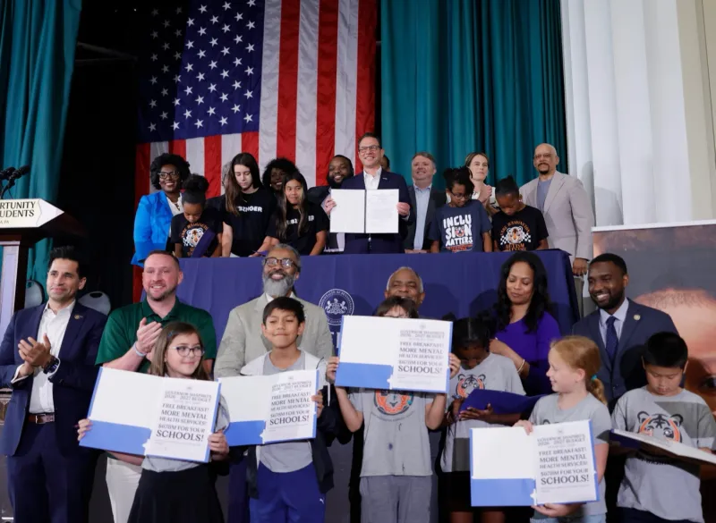 Elected officials, legislators, educators, and students celebrate historic investments in education secured in 2026-27 state budget
