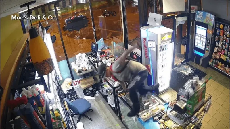 WATCH: Man smashes glass door, steals over $250 in products from Lewistown deli