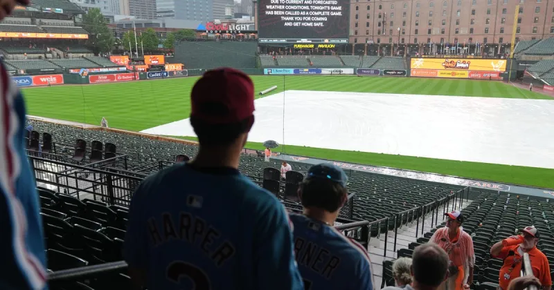 Phillies rout Orioles 8-0 in a game called by rain after 5 1/2 innings