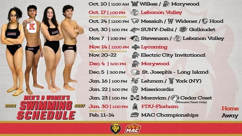 Keane Announces 2026-27 Men's and Women's Swimming Schedules