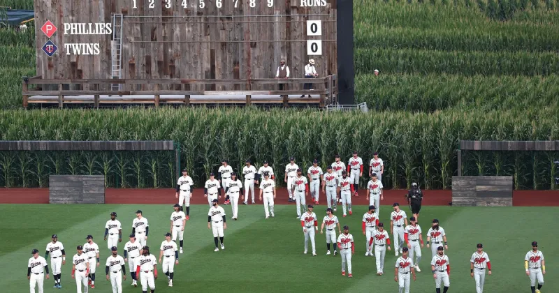 Phillies homer 3 times into the Field of Dreams corn in 7-1 win over Twins, with pair from Schwarber