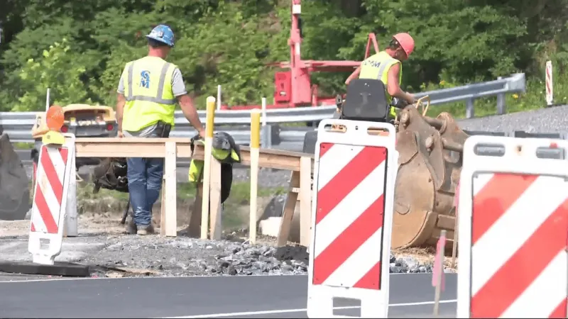 Crews continue to work on bridge construction project in Huntingdon Co.
