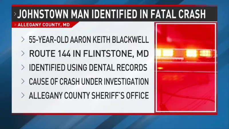 Johnstown man identified as victim of fatal Maryland crash