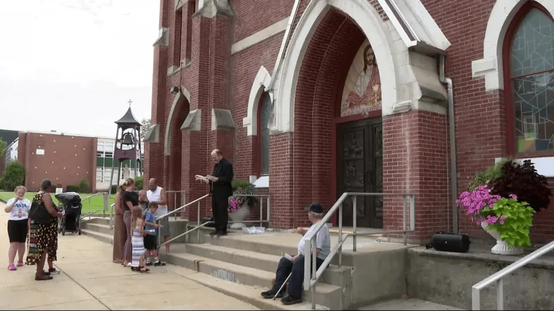 Community members gather to pray for the city of Johnstown