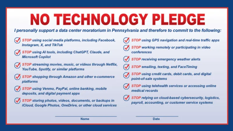 PA Chamber proposes 'No Technology Pledge' for those supporting data center moratoriums