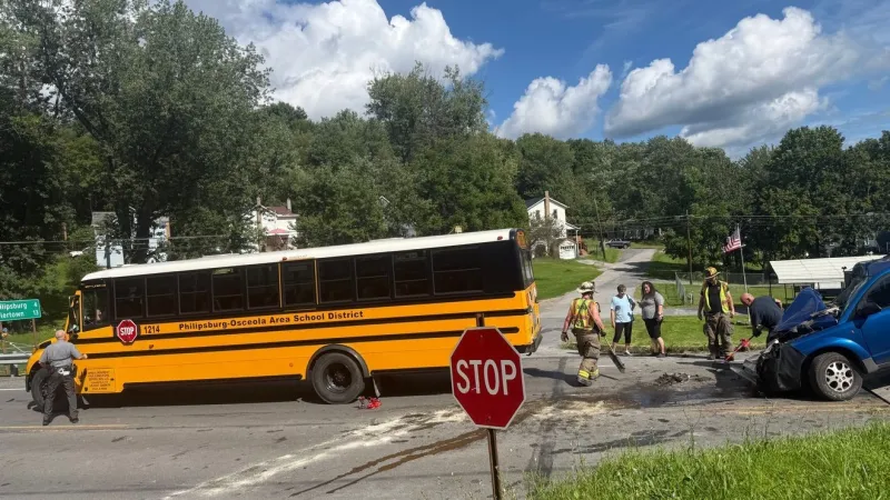 PHOTOS | SUV crashes into Philipsburg-Osceola school bus; no students believed to be hurt
