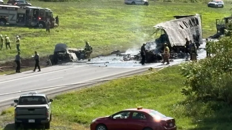 911: Coroner called to scene of fiery multi-vehicle crash in I-80 in Marion Twp.