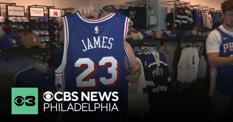 Sixers fans flock to get LeBron James jerseys at Xfinity Mobile Arena