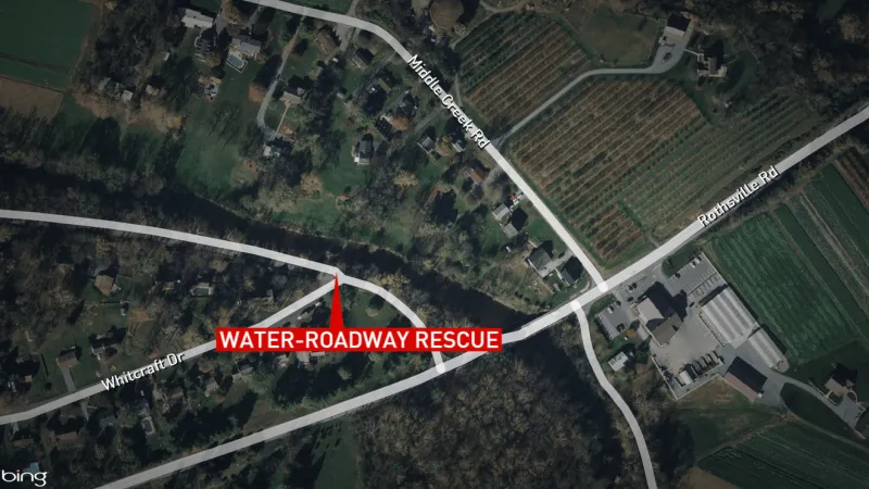 Water-roadway rescue in Lancaster County leaves car trapped in the water: dispatch