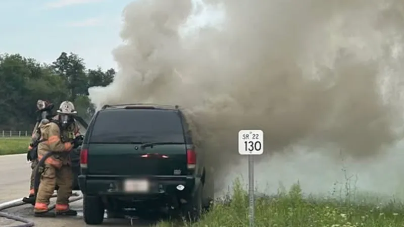 Under-hood fire causes car to smoke on highway in Juniata County