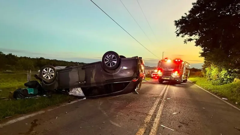 1 taken to hospital after car overturns in Franklin County