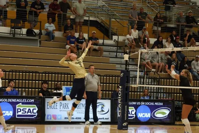 Volleyball Earns Split in Wheeling at Atlantic Region Crossover