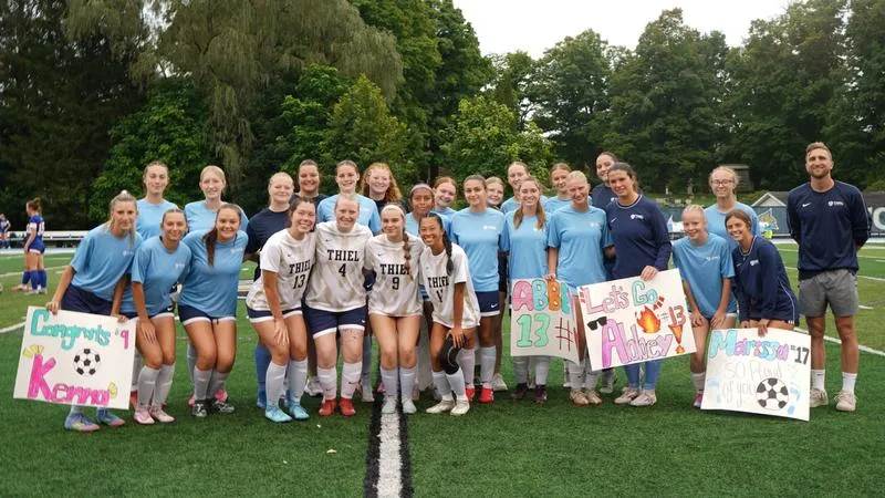 Fallon's Brace Lifts Thiel to Third Straight Win on Senior Day