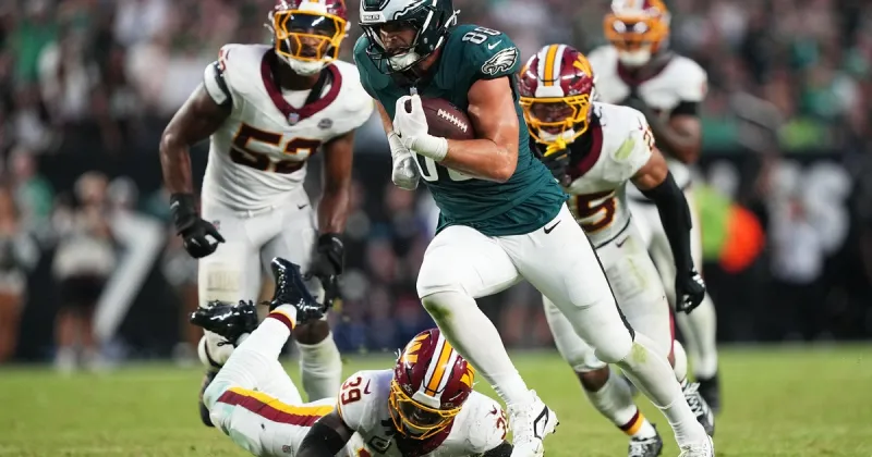 Jalen Hurts throws 3 TDs and Eagles stuff Commanders' late 2-point try for Week 1 win