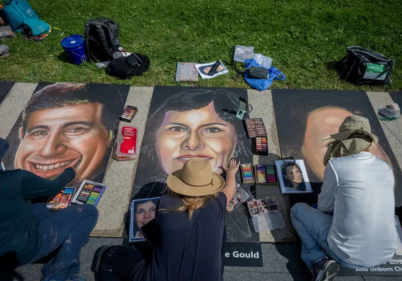 Chalk portraits of Flight 93 crew and passengers will be preserved until Sunday in Somerset