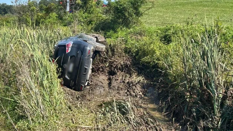 PHOTOS | Driver uninjured following rollover crash in Juniata County: officials
