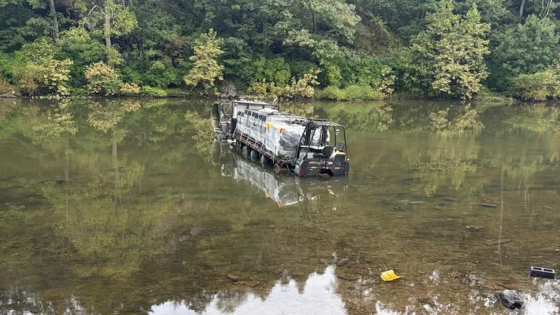 Truck crashes into river in Bedford Co.