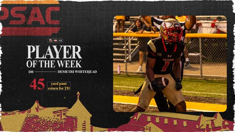 Whitehead Named PSAC West Special Teams Athlete of the Week