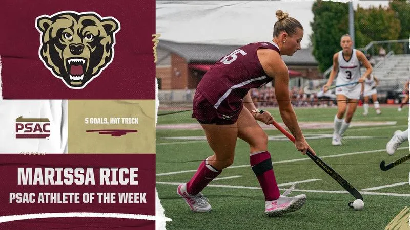 Rice earns PSAC Athlete of the Week honors after five-goal week