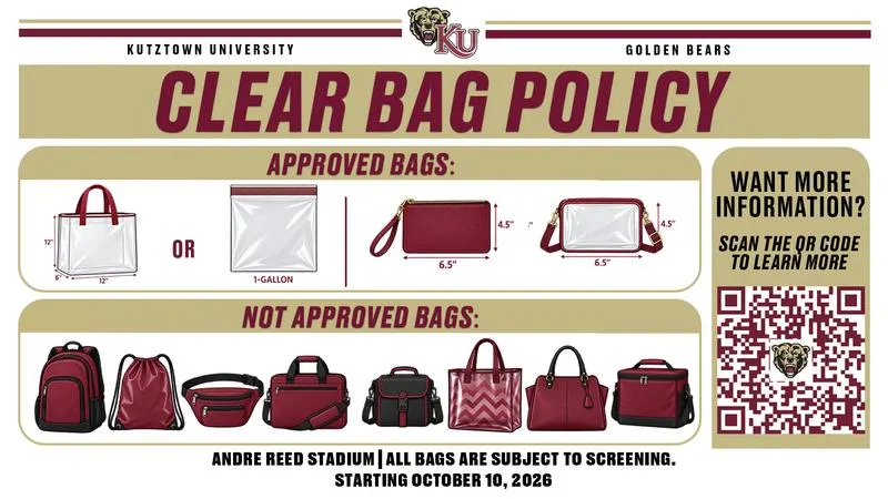 Kutztown introduces Clear Bag Policy for football games beginning Oct. 10