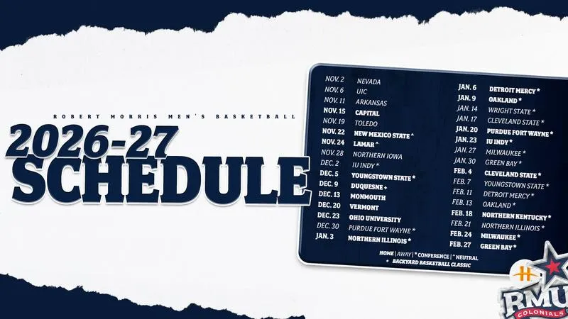 RMU Men's Basketball Unveils Complete 2026-27 Schedule