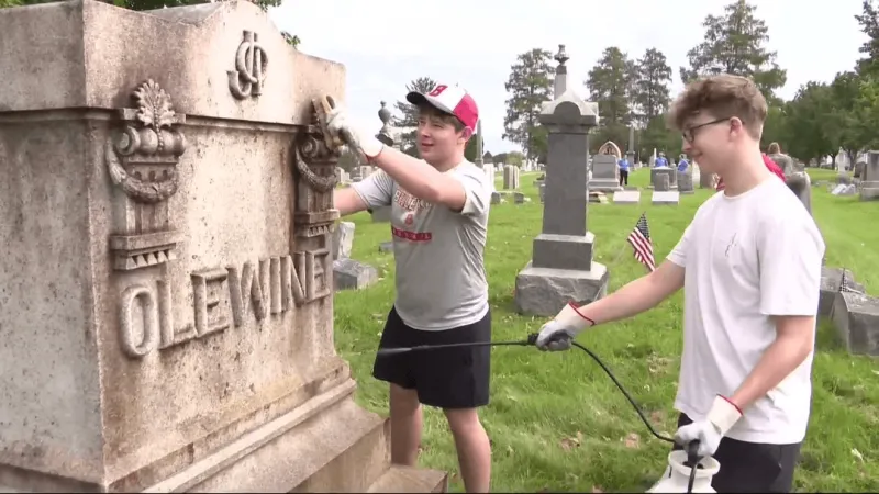 Student volunteers assist with annual cleanup efforts at Bellefonte's Union Cemetery