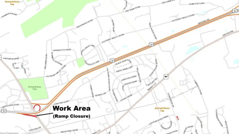 Closures on Route 30, Route 24 ramp start tonight in York County for pavement repairs