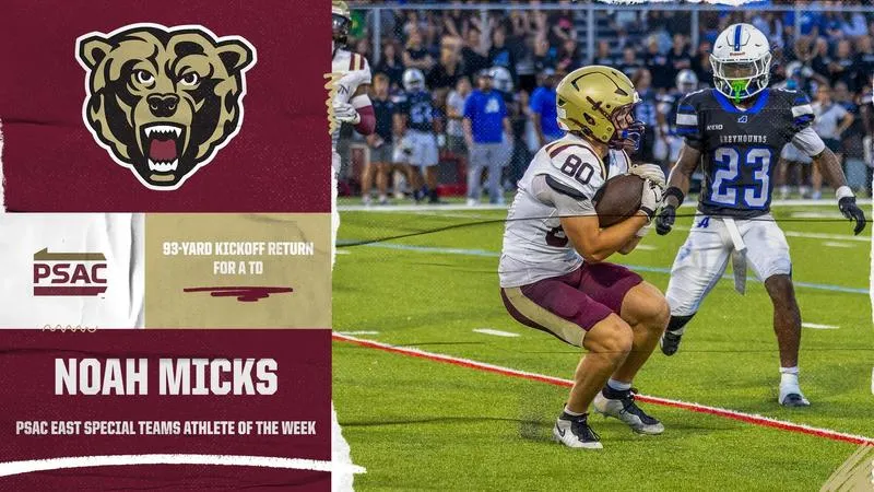 Noah Micks long kickoff return TD at Shippensburg sends him to PSAC East Special Teams Athlete of the Week
