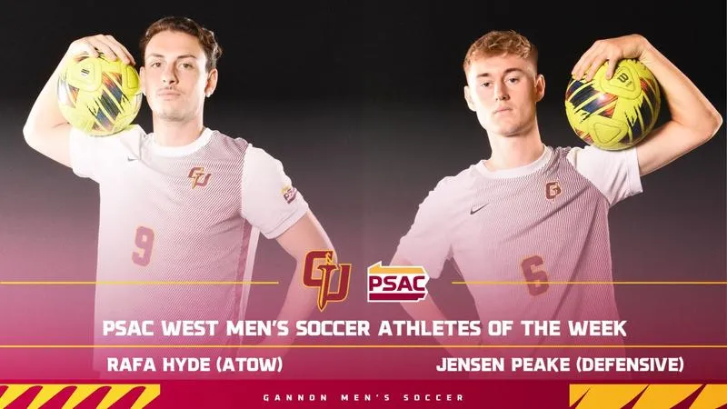 Hyde, Peake Sweep PSAC West Men's Soccer Athlete of the Week Honors